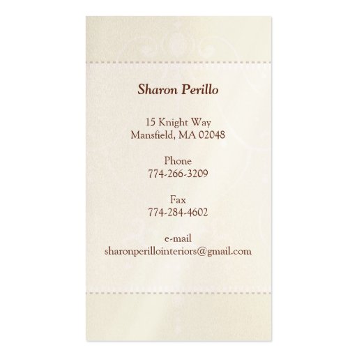 BUSINESS CARD :: chandelier - Sharon Perillo 2 (back side)