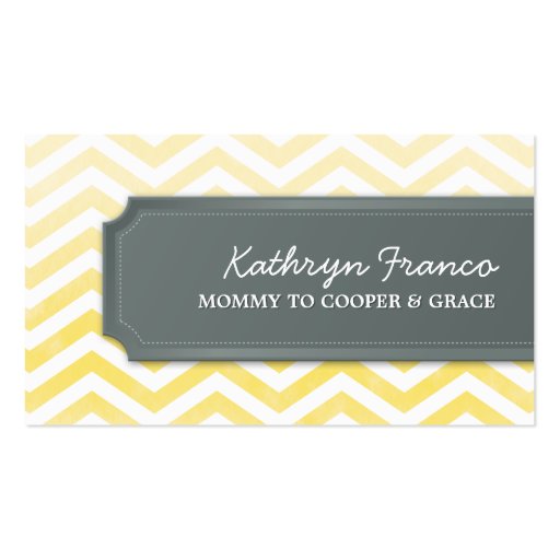 BUSINESS CARD chevron stripe yellow watercolor (front side)