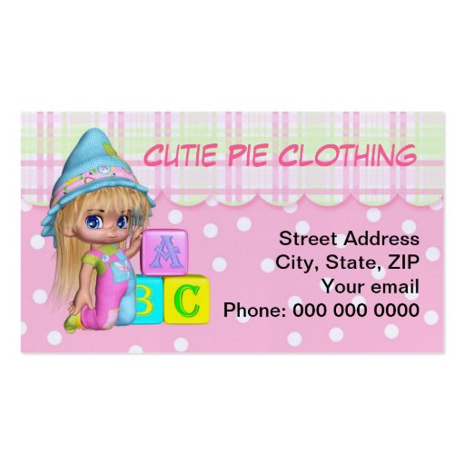 Business Card Children's Toys, Clothing, Daycare (front side)