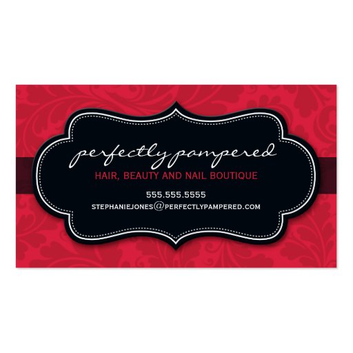 BUSINESS CARD classy flourish cherry red black (front side)