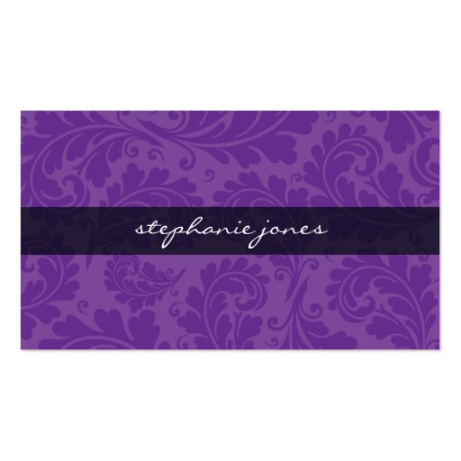BUSINESS CARD classy flourish violet purple black (back side)