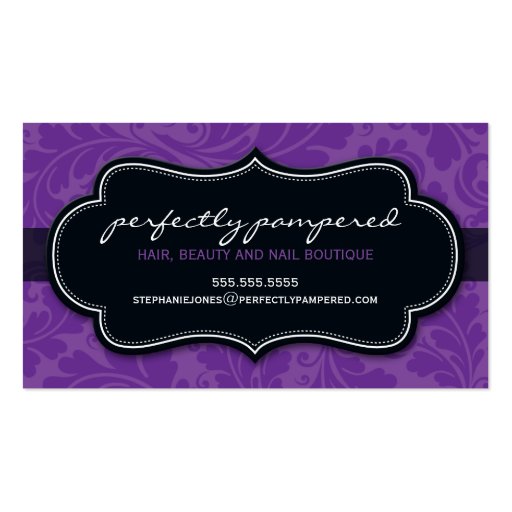 BUSINESS CARD classy flourish violet purple black (front side)