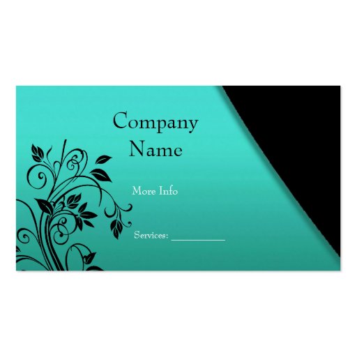 Business Card Company Elegant Teal Black Floral (front side)