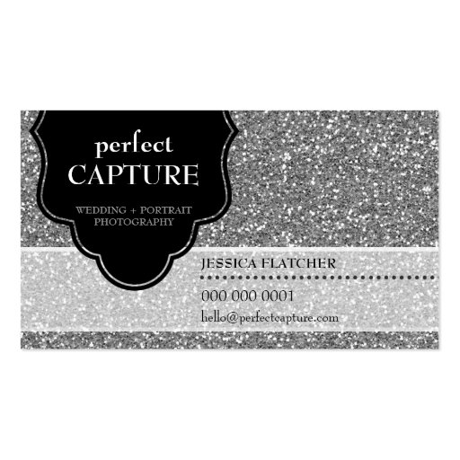 BUSINESS CARD cool bold captured silver glitter (front side)