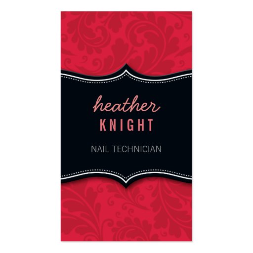 BUSINESS CARD cool flourish black red coral