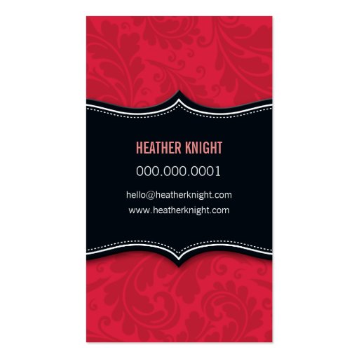 BUSINESS CARD cool flourish black red coral (back side)