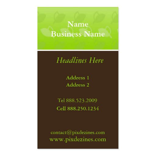Business Card, Curves and bubbles (back side)