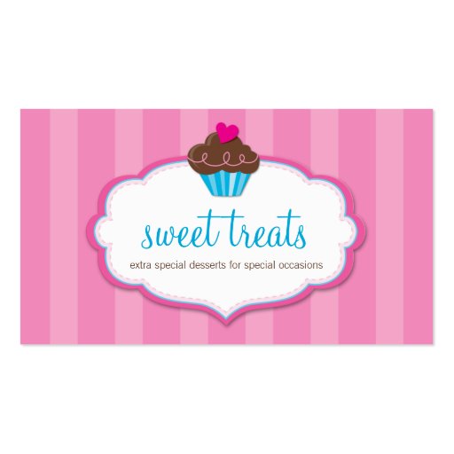 BUSINESS CARD cute bold cupcake pink (front side)