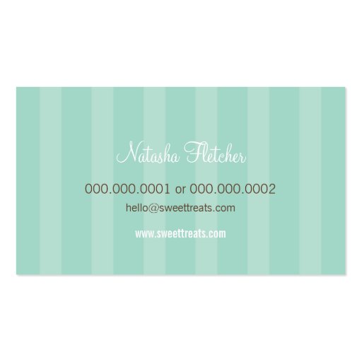 BUSINESS CARD cute bold cupcake pink mint green (back side)