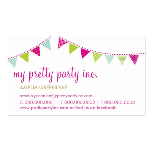 BUSINESS CARD :: cute bunting pink lime mint