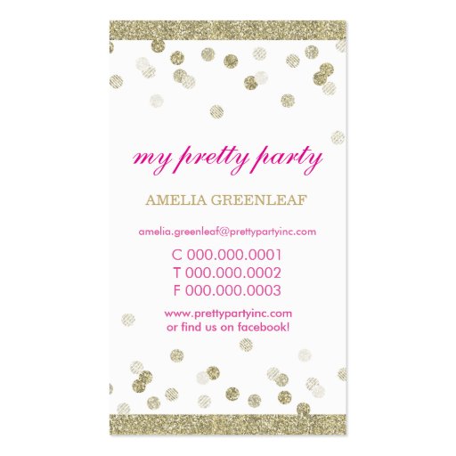 BUSINESS CARD cute stylish confetti gold glitter Zazzle