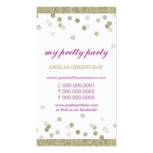 BUSINESS CARD cute stylish confetti gold glitter (front side)