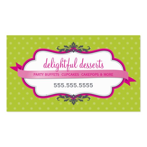 BUSINESS CARD cute stylish fuschia pink lime green (front side)