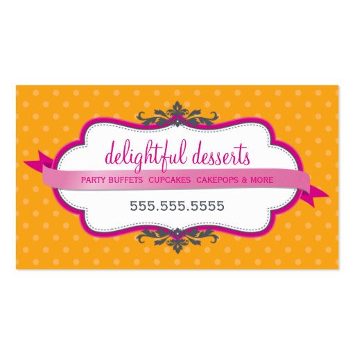 BUSINESS CARD cute stylish fuschia pink orange (front side)