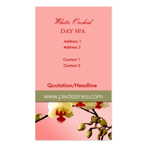 Business Card, Day Spa (back side)