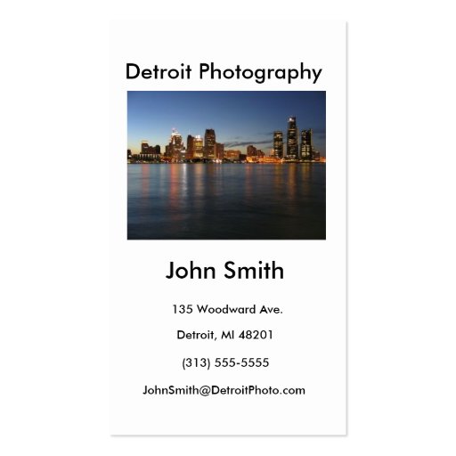 Business Card, Detroit Photography (front side)