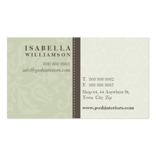 BUSINESS CARD :: divinely damask L 9 (back side)