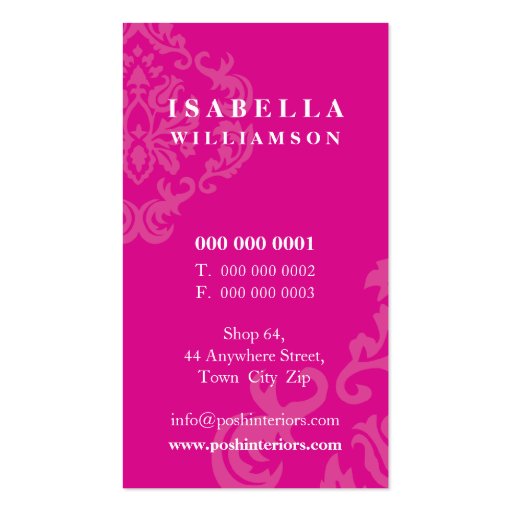 BUSINESS CARD :: divinely damask P 1 (back side)