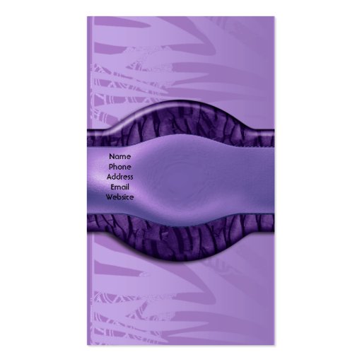 Business Card Elegant African Purple Metal Floral (back side)