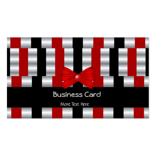 Business Card Elegant Art Deco Red Silver Blinds (front side)