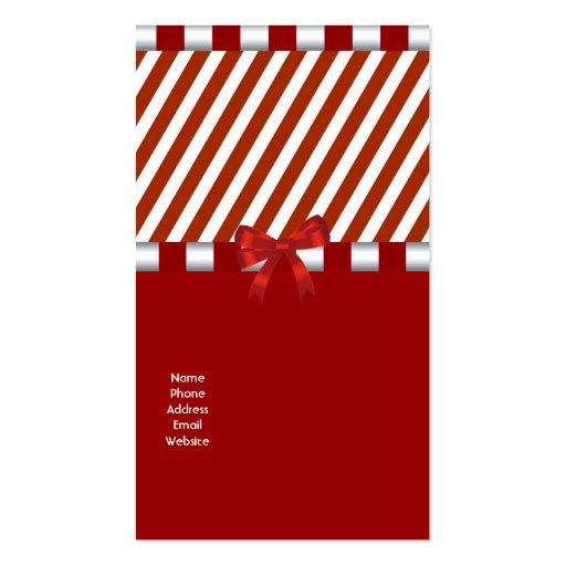 Business Card Elegant Art Deco Red White Stripe (back side)