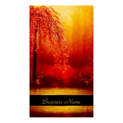Business Card Elegant Asian Scene Gold Red (front side)