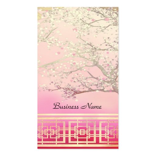 Business Card Elegant Asian Scene Pink (front side)