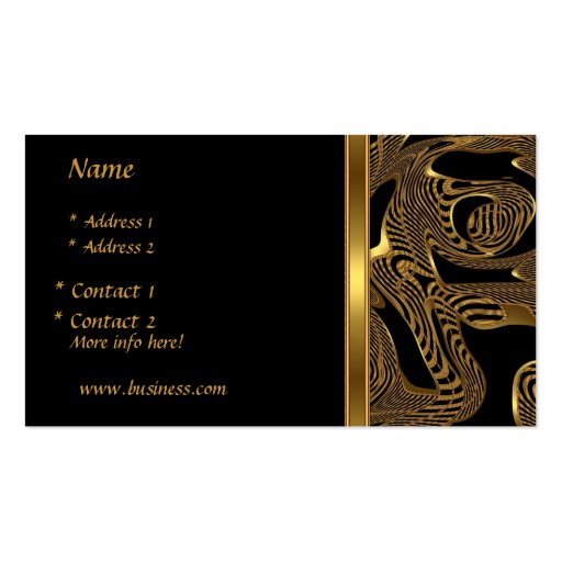 Business Card Elegant Exotic Black Gold Abstract (back side)