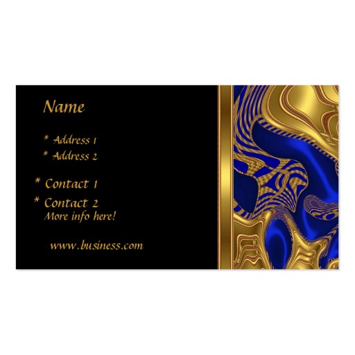 Business Card Elegant Exotic Blue Gold Abstract (back side)