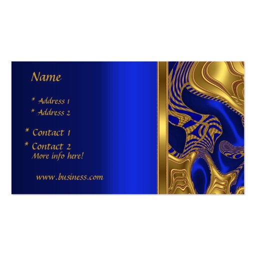 Business Card Elegant Exotic Blue Gold Abstract 2 (back side)