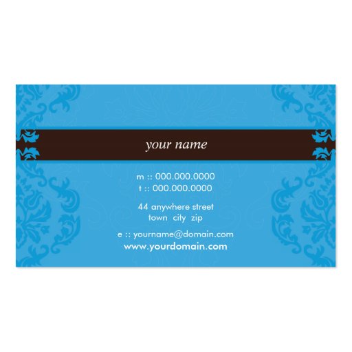 BUSINESS CARD elegant finesse brown aqua blue (back side)