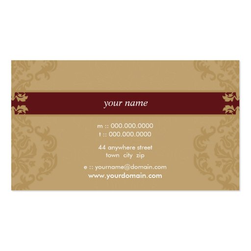 BUSINESS CARD elegant finesse gold maroon (back side)