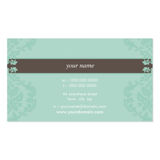 BUSINESS CARD elegant finesse grey mint green (back side)