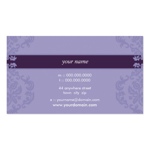 BUSINESS CARD elegant finesse lilac purple (back side)