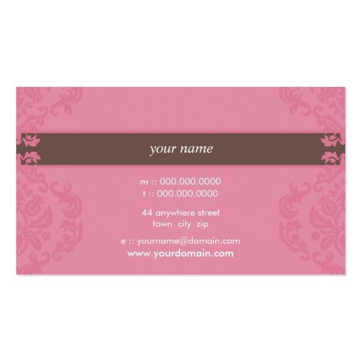 BUSINESS CARD elegant finesse pink mocha brown (back side)