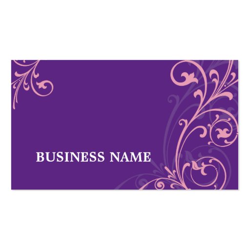 BUSINESS CARD elegant flourish pink purple (front side)