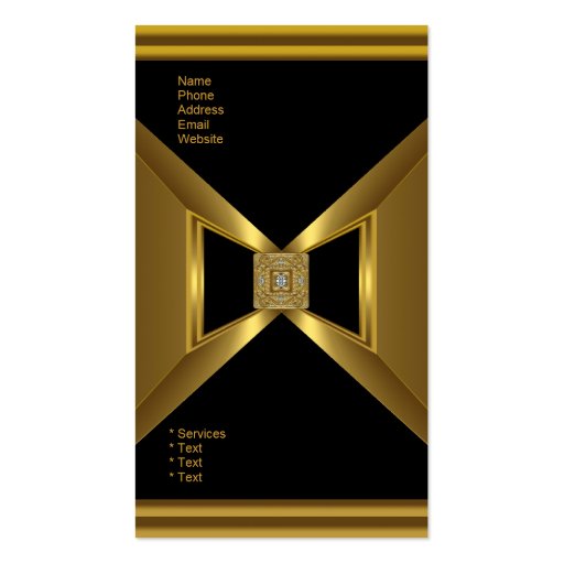 Business Card Elegant Gold Black Jewel (back side)