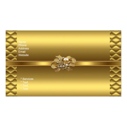 Business Card Elegant Gold BowsTile Trim Jewel (back side)