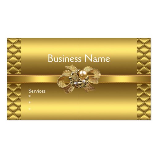 Business Card Elegant Gold BowsTile Trim Jewel (front side)