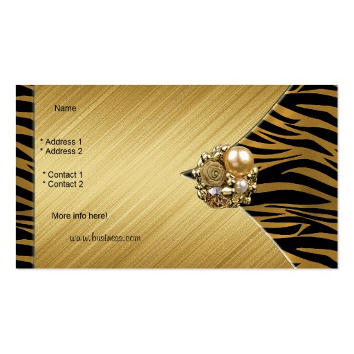 Business Card Elegant Gold Jewel Black Animal (back side)