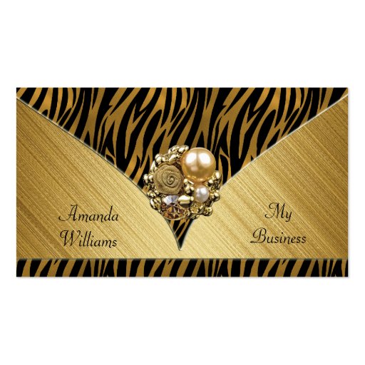 Business Card Elegant Gold Jewel Black Animal (front side)