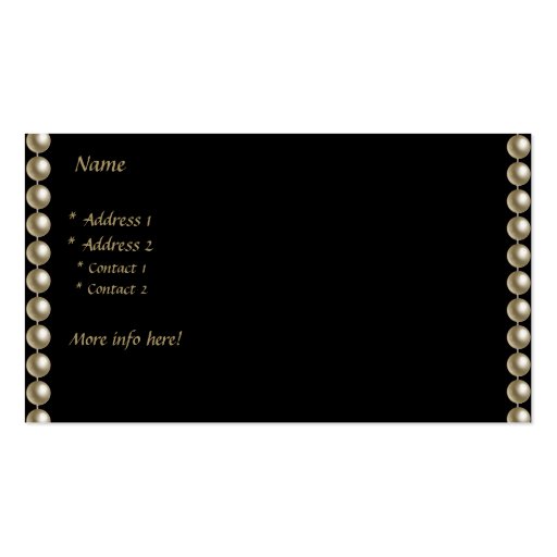 Business Card Elegant Pearls on Black (back side)