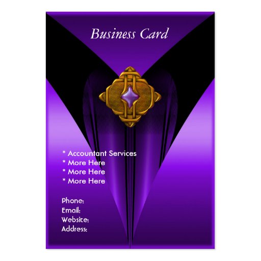 Business Card Elegant Purple Gold Jewel (back side)