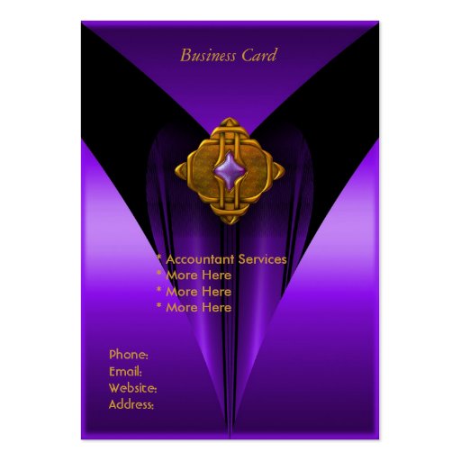 Business Card Elegant Purple Gold Jewel (back side)