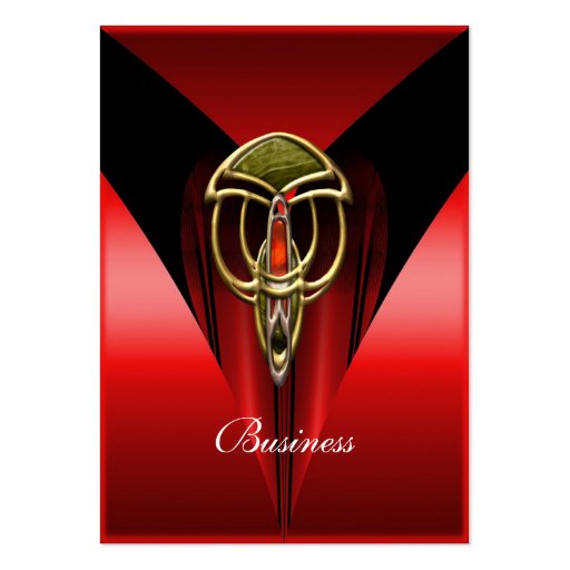 Business Card Elegant Red Art Deco Gold Jewel