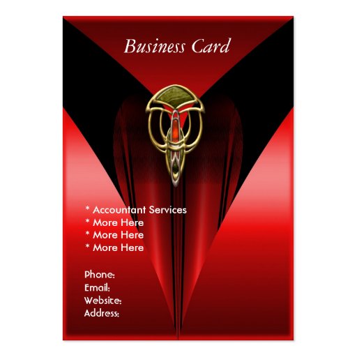 Business Card Elegant Red Art Deco Gold Jewel (back side)