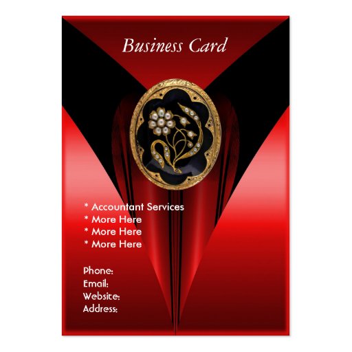 Business Card Elegant Red Black Gold Jewel (back side)