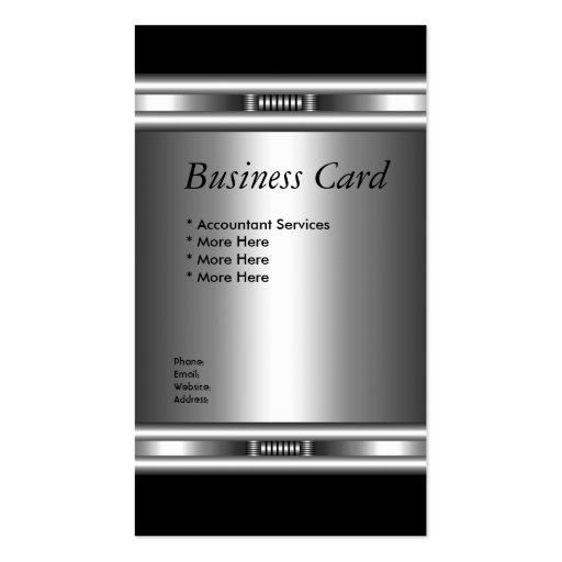 Business Card Elegant Silver Black Elite 3 (front side)