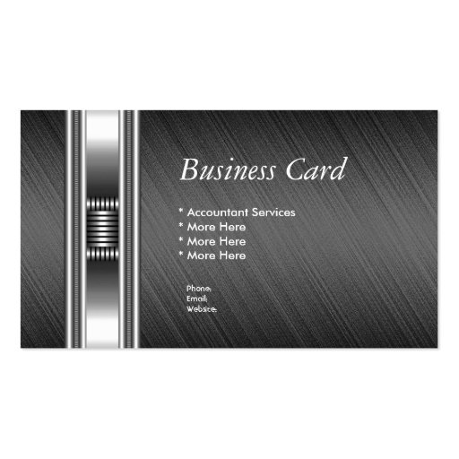 Business Card Elegant Silver Chrome Grey Elite (front side)