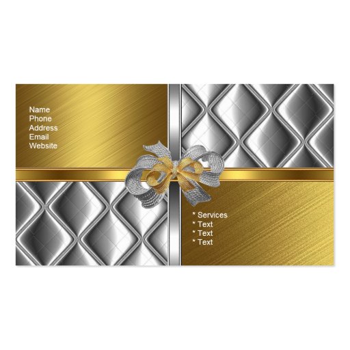 Business Card Elegant Silver Gold BowsTile Trim Business Cards (back side)